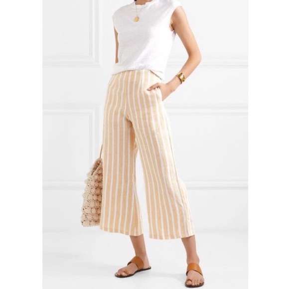 Faithfull the Brand Pants - Faithful The Brand Tomas Pants Linen Yellow Stripe
